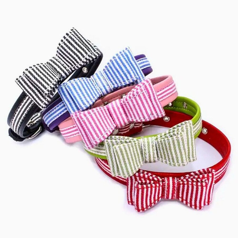 Zach Saylor Green Oxford Stripe Bow Tie Dog Collar Large Gift Packaged - Picture 2 of 9